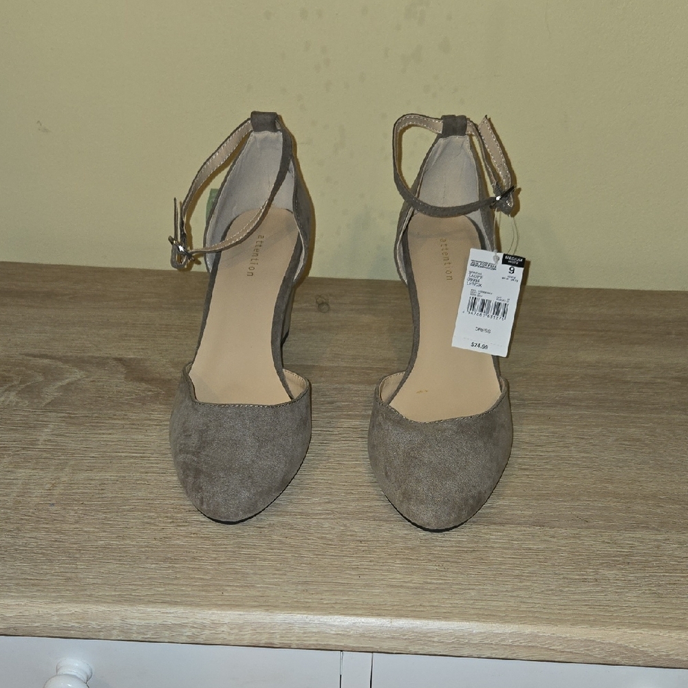 Attention Taupe Ankle Strap Wedges